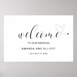 Elegant Simple Heart Modern Welcome Bröllop Poster