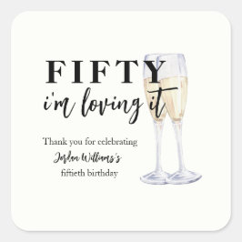 Elegant Simple I'm Loving It 50th Birthday Fyrkantigt Klistermärke