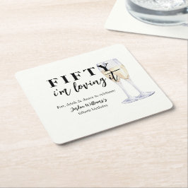 Elegant Simple I'm Loving It 50th Birthday Underlägg Papper Kvadrat