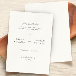 Elegant Simple Ivory White Neutralt Bröllop Spara Datumet