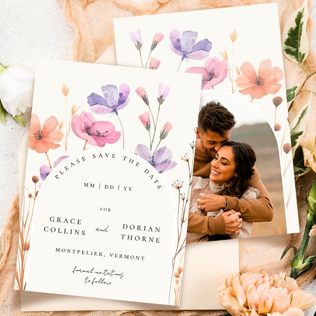 Elegant Simple Ivory White Rustic Neutralt Bröllop Spara Datumet (Skapare uppladdad)