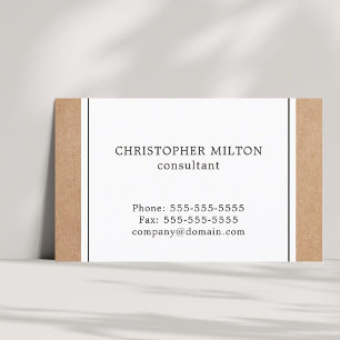 Elegant Simple Kraft Papper & White Consultant Visitkort