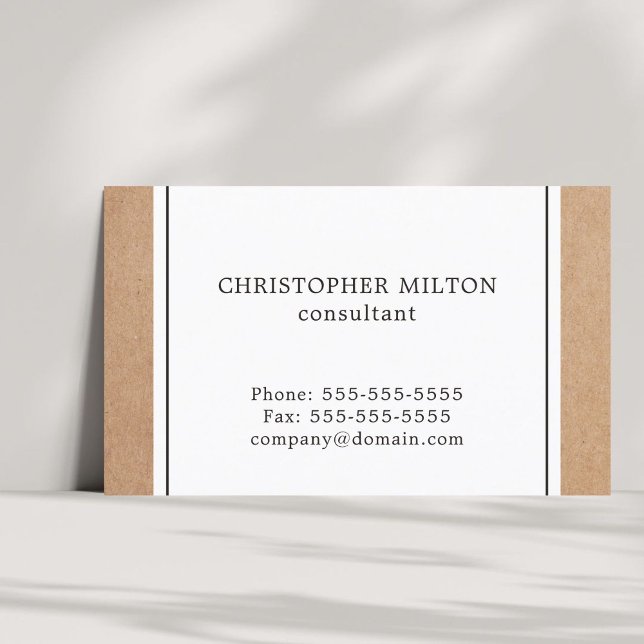 Elegant Simple Kraft Papper & White Consultant Visitkort (Skapare uppladdad)