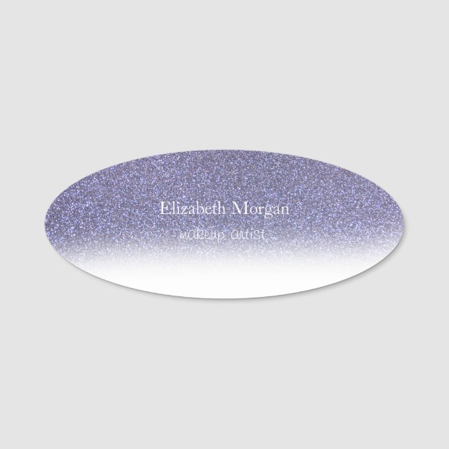 Elegant Simple Lila Glitter Bokeh Ombre Namnbricka (Framsida)