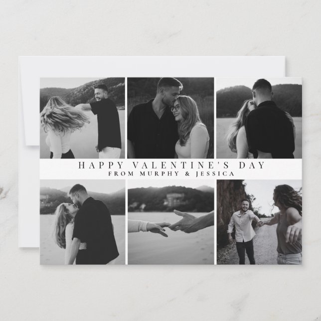 Elegant Simple Love Happy Valentine's Day 6 Photo Julkort (Framsida)