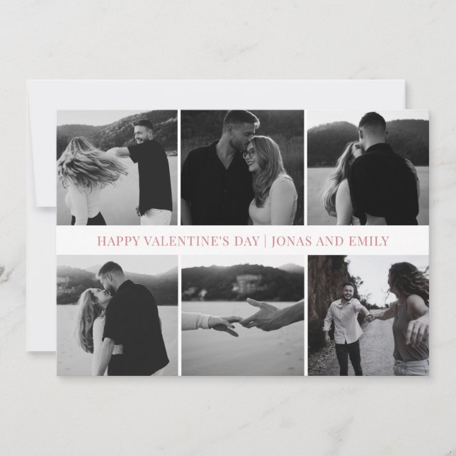 Elegant Simple Love Happy Valentine's Day 6 Photo Julkort (Framsida)