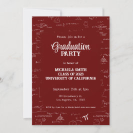 Elegant Simple Maroon Photo Math Graduation Inbjudningar