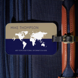 Elegant Simple Masculine Modern World Travel Bagagebricka