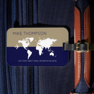 Elegant Simple Masculine Modern World Travel Bagagebricka