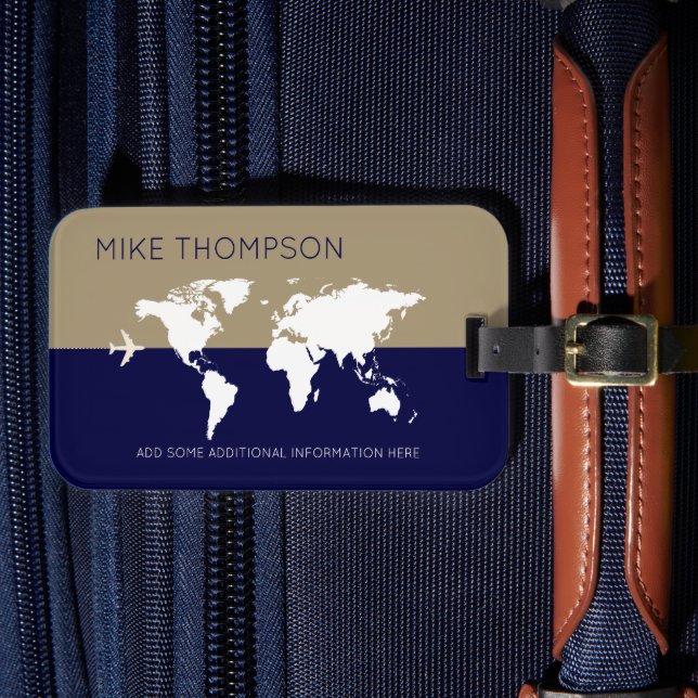 Elegant Simple Masculine Modern World Travel Bagagebricka (Framsida Insitu 4)