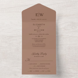 Elegant Simple Mocha Mousse med Monogram Bröllop