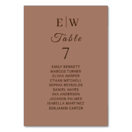 Elegant Simple Mocha Mousse med Monogram Bröllop Bordsnummer