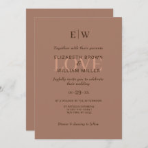 Elegant Simple Mocha Mousse med Monogram Bröllop