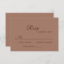 Elegant Simple Mocha Mousse med Monogram Bröllop OSA Kort
