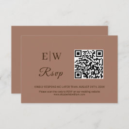 Elegant Simple Mocha Mousse med Monogram Bröllop OSA Kort
