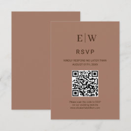 Elegant Simple Mocha Mousse med Monogram Bröllop OSA Kort