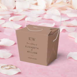 Elegant Simple Mocha Mousse med Monogram Bröllop Presentaskar