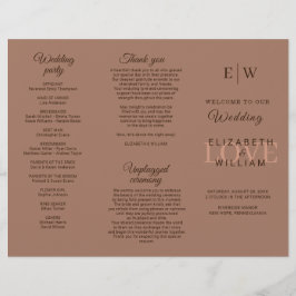 Elegant Simple Mocha Mousse med Monogram Bröllop Reklamblad