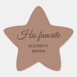 Elegant Simple Mocha Mousse med Monogram Bröllop Stjärnformat Klistermärke