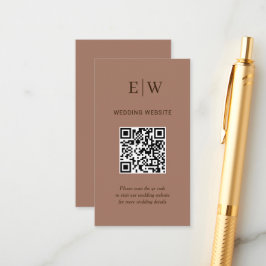 Elegant Simple Mocha Mousse med Monogram Bröllop Tilläggskort