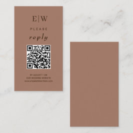 Elegant Simple Mocha Mousse med Monogram Bröllop Tilläggskort