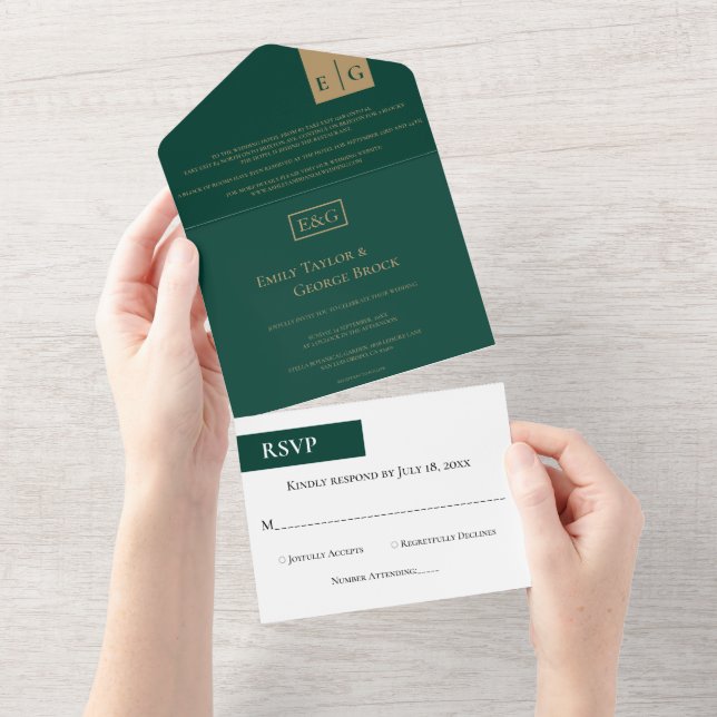 Elegant Simple Modern Emerald Chic Formal Bröllop (Tearaway)