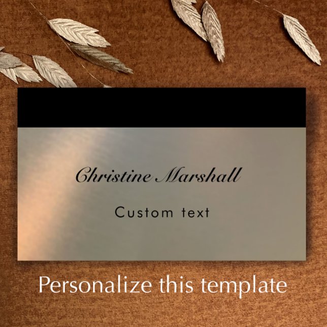 Elegant Simple Modern Faux Brushed Metal QR Code Visitkort (Personalize this elegant faux brushed metal professional business card. Modern stylish custom text.
)