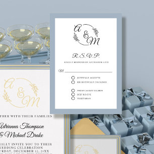Elegant Simple Modern Forme Dusty Blue Bröllop OSA Kort
