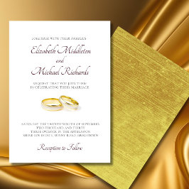 Elegant Simple Modern Guld Ringar Bröllop Inbjudningar