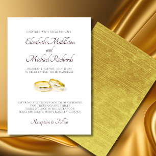 Elegant Simple Modern Guld Ringar Bröllop Inbjudningar