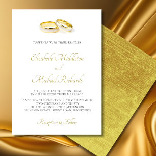 Elegant Simple Modern Guld Ringar Bröllop Inbjudningar