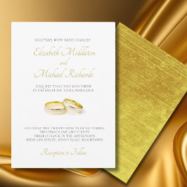 Elegant Simple Modern Guld Ringar Bröllop Inbjudningar