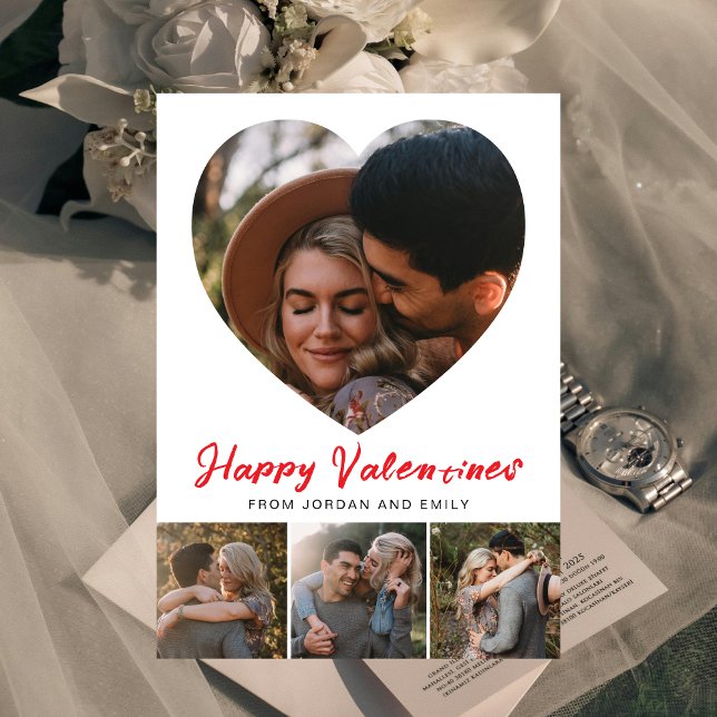 Elegant Simple Modern Happy Valentine Day Photo Julkort (Skapare uppladdad)