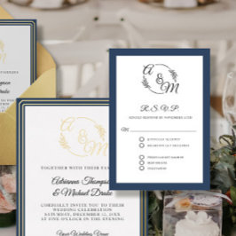 Elegant Simple Modern Navy Blue Formal Bröllop OSA Kort