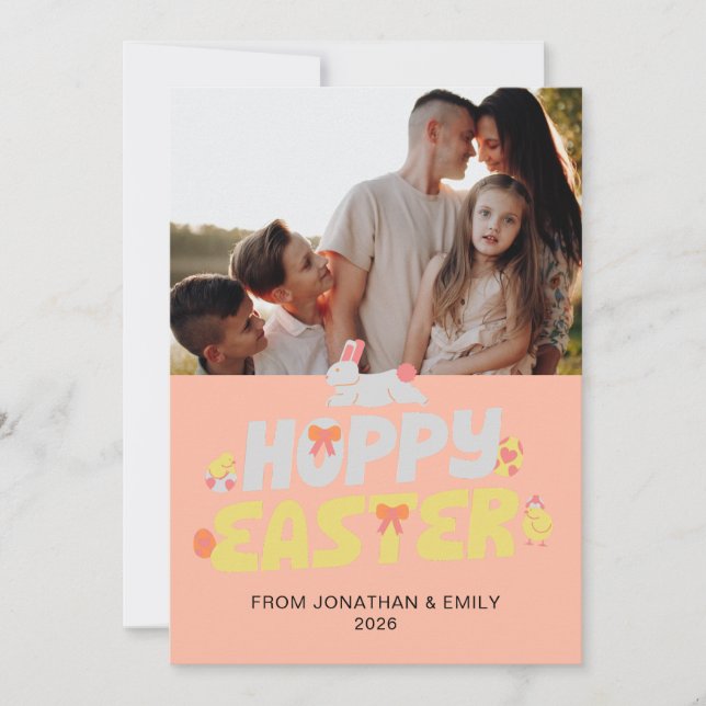 Elegant Simple Modern Pattern Happy Easter Photo Julkort (Framsida)