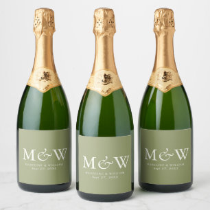 Elegant Simple Moss Grönt Monogram Bröllop