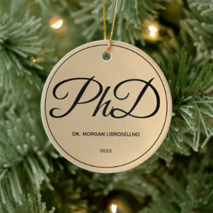 Elegant Simple Namn Guld PhD Studenten Julgransprydnad Keramik
