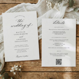 Elegant Simple Old Money All in One Wedding Inbjudningar