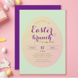 Elegant Simple Påsk Brunch Egg Hunt Grönt Lila Inbjudningar
