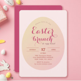 Elegant Simple Påsk Brunch Egg Hunt Soft Rosa Inbjudningar