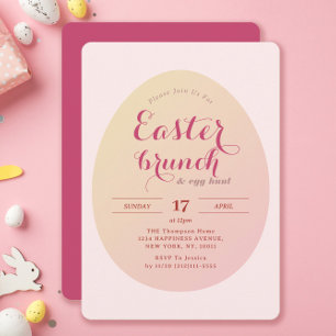 Elegant Simple Påsk Brunch Egg Hunt Soft Rosa Inbjudningar