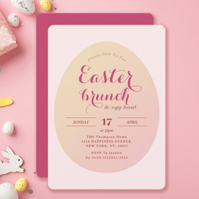 Elegant Simple Påsk Brunch Egg Hunt Soft Rosa Inbjudningar (Skapare uppladdad)