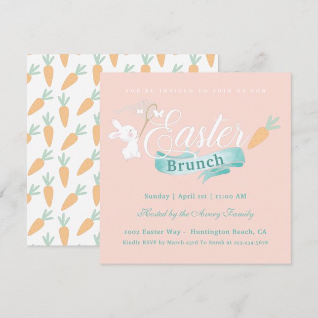 Elegant Simple Påsk Brunch Inbjudningar (Fram/baksida)