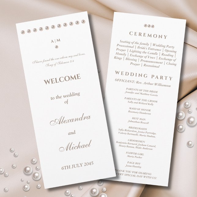 Elegant Simple Pearl Christian Wedding Program (Skapare uppladdad)