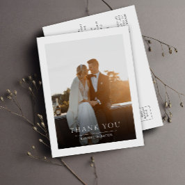 Elegant Simple Photo Wedding Thank You Vykort