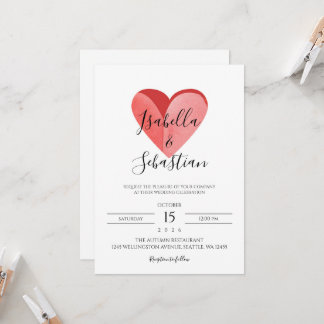 Elegant Simple Pink Heart Wedding Invitation Inbjudningar