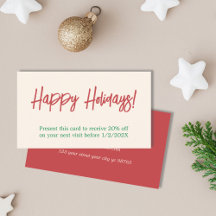 Elegant Simple Red Grönt Helgdag Coupon