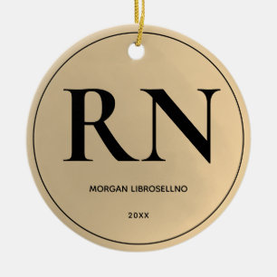 Elegant Simple RN Nurse Julgransprydnad Keramik