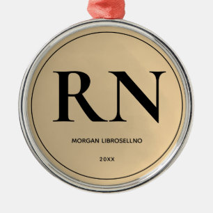 Elegant Simple RN Nurse Julgransprydnad Metall