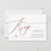 Elegant Simple Ro Guld Bröllop OSA Card